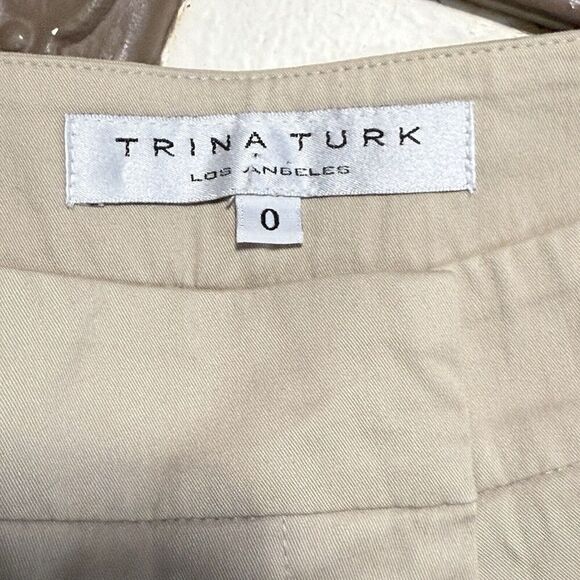 Trina Turk Women’s Pants Tan Crop Khaki Straight Leg Dress Pants Trousers Size 0 - Picture 2 of 3